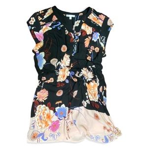 DR2 Cap Sleeve Floral Elastic Waist Lined Dress Size XL